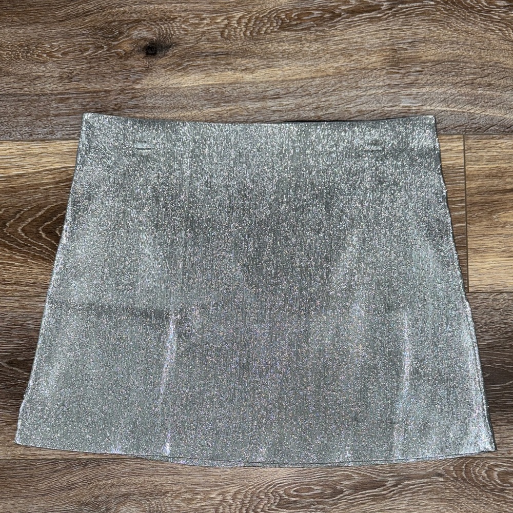 NWT🩶H&M Metallic Silver Tinsel Sparkle Skirt Size 12